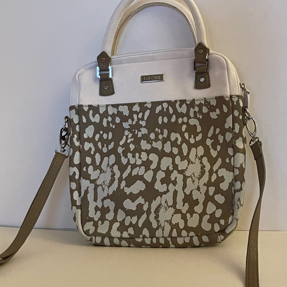 Brown and Cream Women's Bag
